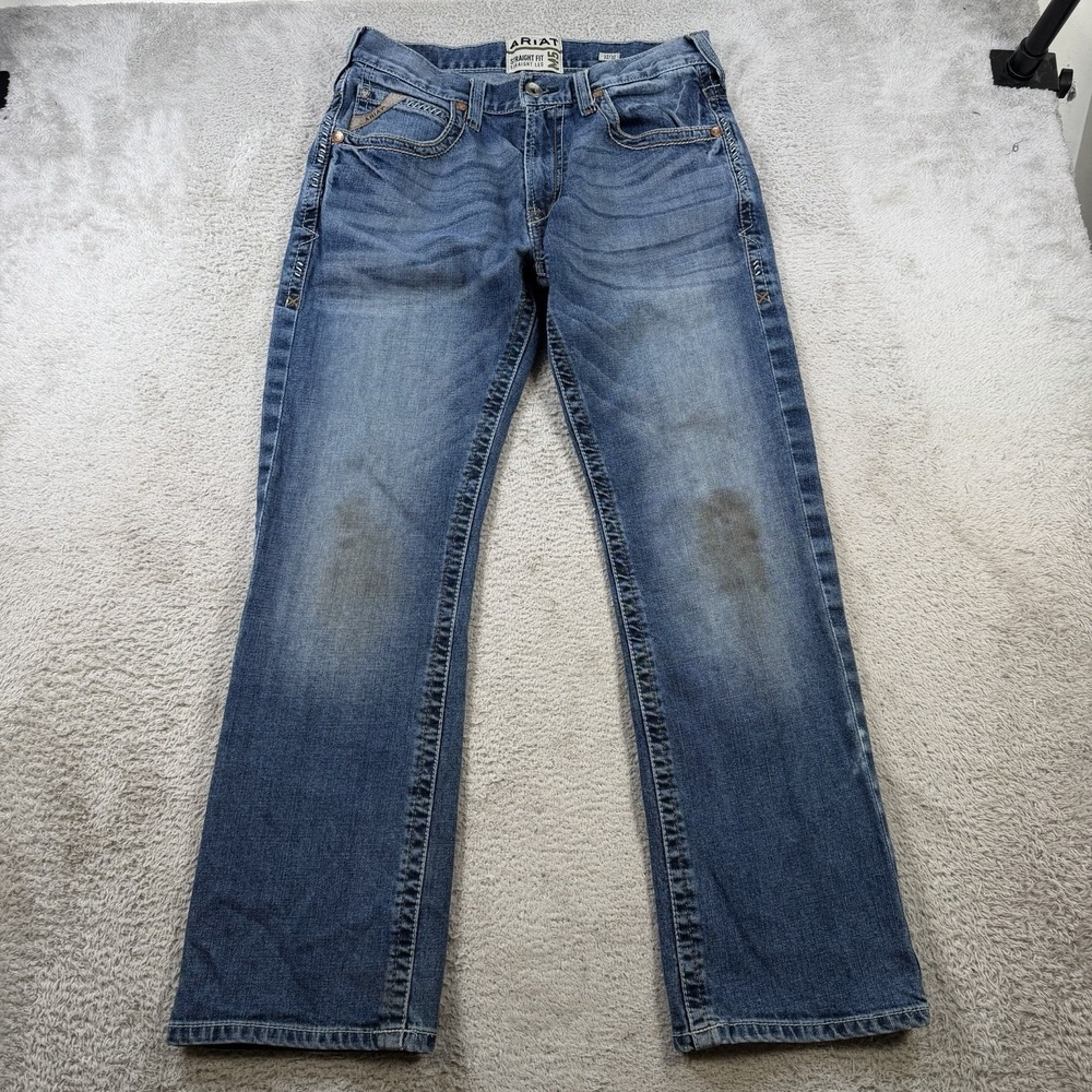 Ariat M5 Jeans Mens 32x30 Blue Denim Straight Fit Leg Cowboy Workwear Rodeo